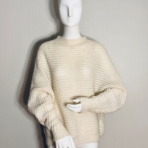 Maje Cream Oversized Wool Blend Knit Sweater